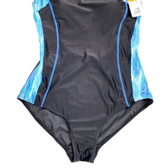 Womens UPF 50+ Racerback One-Piece Swimsuit Black Size L Swimwear - Picture 5 of 6